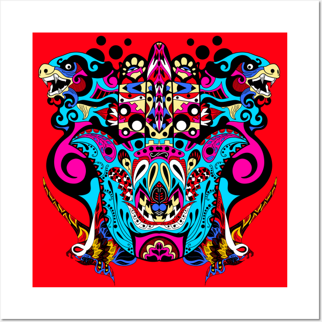 red king of the monsters mandala pattern ecopop Wall Art by jorge_lebeau